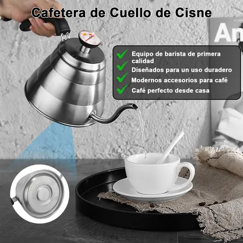 Jarra Tetera Cuello Cisne Termómetro Acero Inoxidable 700 Ml
