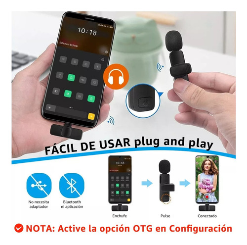 2 Micrófonos Inalámbrico Mini Lavalier Compacto Solapa Usb C