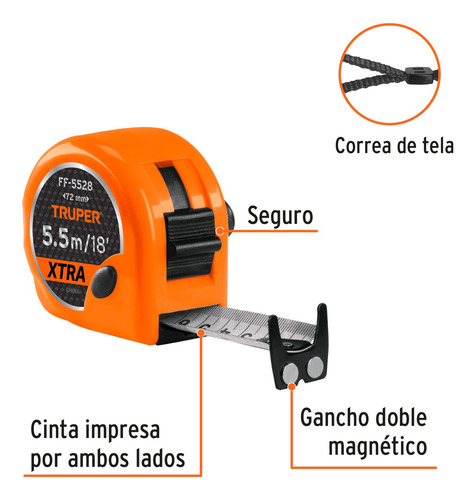 Flexometro Fat-boy 5.5 Mt X 28mm Truper 15385