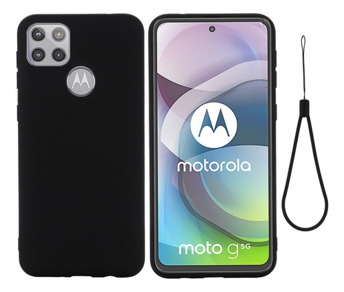 Funda De Silicona Líquida Negra Para Motorola Moto G 5g