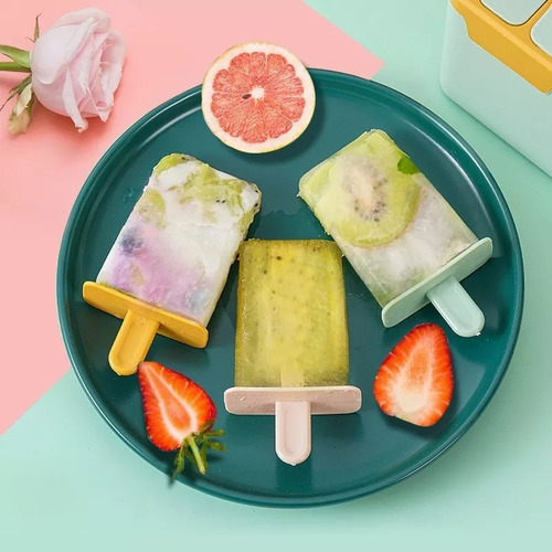 Molde De 4 Piezas Paletas Para Helado, Reutilizables Rosa