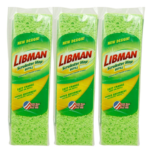 Libman Paquete De Repuesto Para Fregona Scrubster, Tres Repu