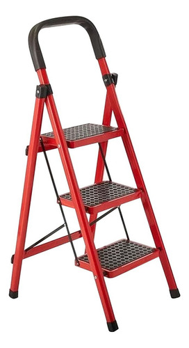 Escalera Tipo Banco 3 Peldaños Antiderrapante Acero Plegable