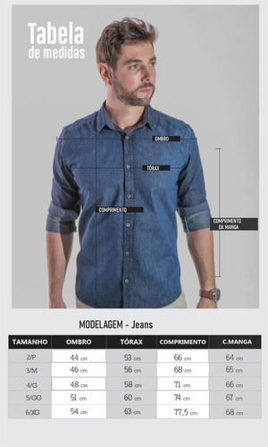 Imagem 5 de 5 de Camisa Jeans Masculina Manga Longa Slim Fit Black Estonada