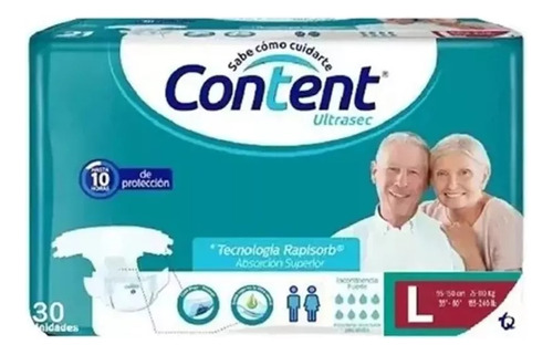 Pañales Content Adulto L - 30 U - Unidad a $76