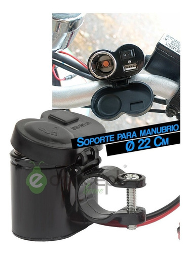 Imagen 7 de 10 de Toma Corriente Cargador Usb 12v Para Moto Escopeta + Regalo
