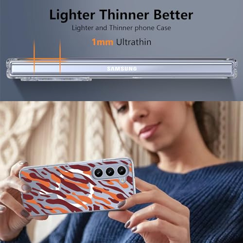 Funda Para Galaxy Z Fold 4 Orange Leopard Pattern Acabado Su