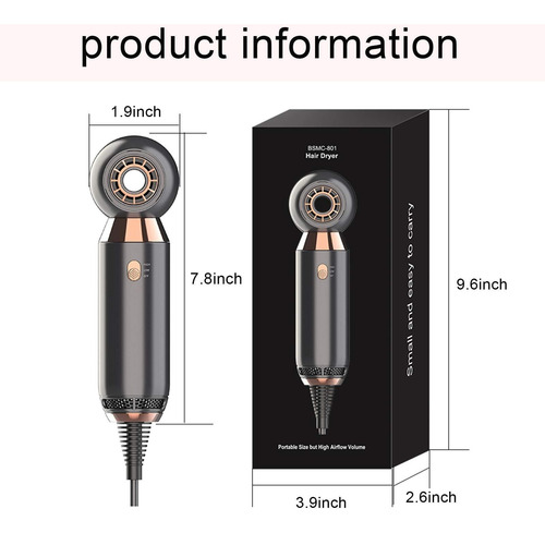 Secador De Cabelo Profissional Leve E Compacto De 800 W