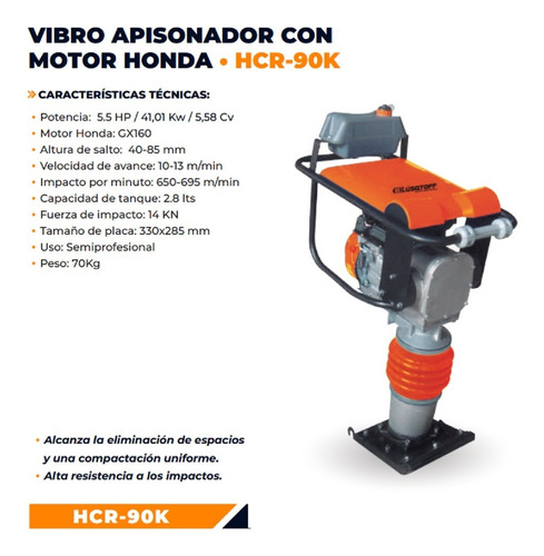 Vibroapisonador Motopison Lq Honda Gx160 Pison Compactador