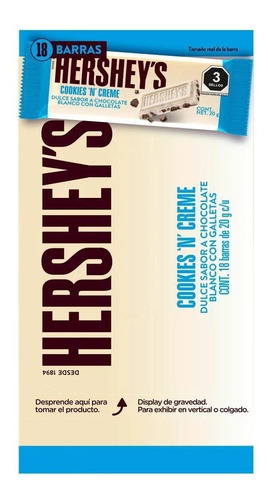 Chocolate Blanco Hershey's Cookies N Cream 18 Barras 20g