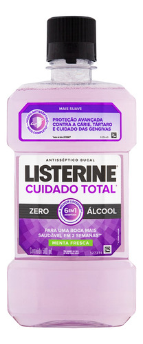 Enxaguante Bucal Antisséptico Zero Álcool Menta Fresca Listerine Cuidado Total Frasco 500ml