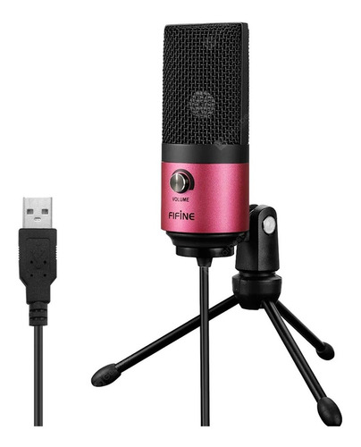 Microfone Condensador Fifine K669 Usb Rosa