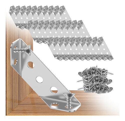 Conector Esquinero De Acero Inoxidable Para Muebles 30 Pzs.