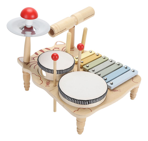 Batería Musical De Madera Puzzle Colour Cognition Early