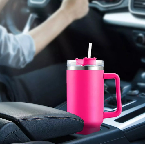 Vaso Térmico Portátil De Acero Inoxidable Fucsia De 40 Oz