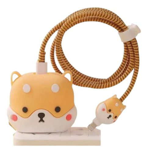 Funda 3d Para Ficha C Cargador 20w Perrito Shiba Inu Beige Shiba Inu Perro