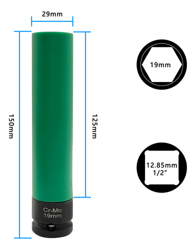 Soquete Lug Mm 19 Soquete De Parede Deep Thin Nut Drive Que