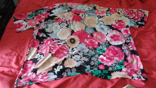 Remera Manga Corta Estampado Floral De Dama Talle Xxxl