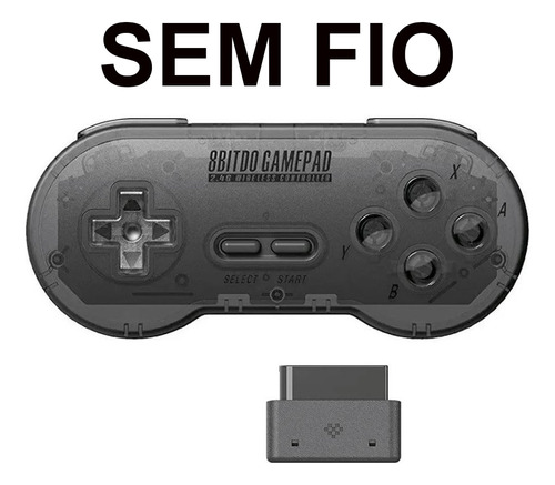 Controle 8bitdo Sn30 2.4 Wireless + Receiver Snes/sfc Preto Super Nintendo