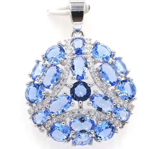 Imagen 3 de 3 de Dije Con Tanzanitas Azul Violeta En Plata Laminada .925