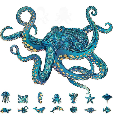 Rompecabezas De Madera Octopus De 135 Piezas, 44 X 34,5 Cm (