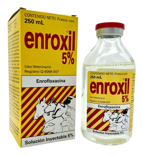 Enroxil 5% Enrofloxacina Infecciones Para Bovinos 250 Ml