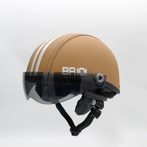 Capacete Revestido Couro Br101 P Com Viseira Removível Para Bicicleta e Skate