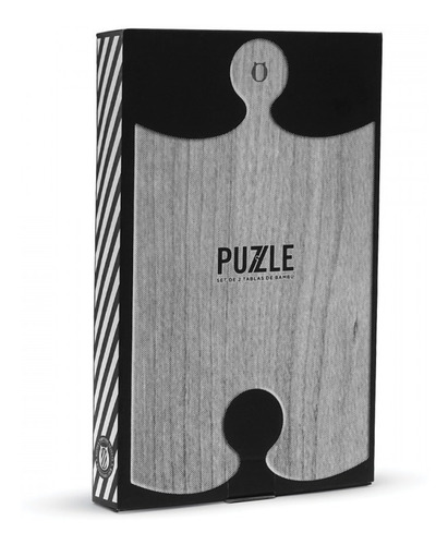 Imagen 8 de 8 de Tabla De Picar Set De Dos Tablas De Bambú Puzzle Gato