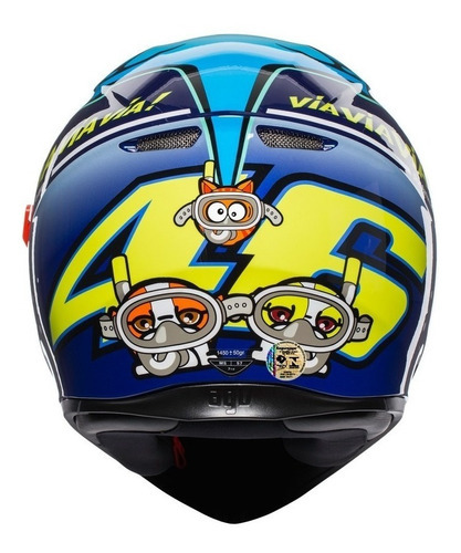 Casco Agv K3 Sv Misano 2015 Shark Vr46 + Pinlock Talla 58 Color Azul Diseño Rossi Misano 2015