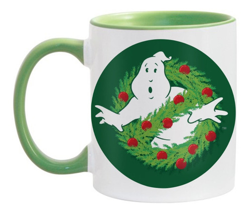 Taza Verde Ghostbusters Cazafantasmas Logo Navidad 