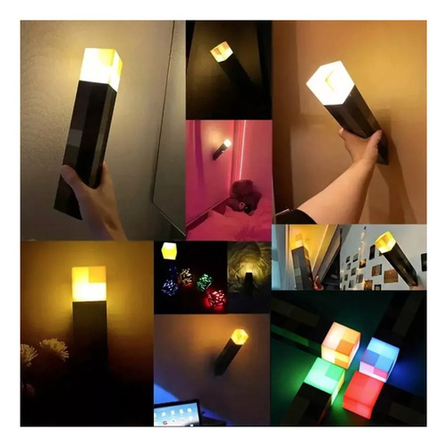 Lampara Noche Minecraft Antorcha Montable Usb Recargable C