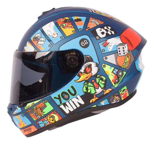 Casco Para Moto Integral Talla L Draken Goose Azul Axxis