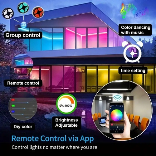 Tira De Luces Led Bluetooth 30m Rgb Luces Led Para Cuarto