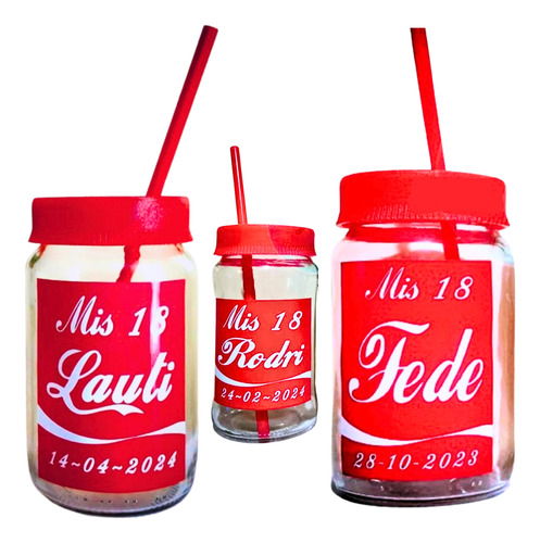 10 Souvenirs Vasos Frasco Personalizados Temática Coca Cola