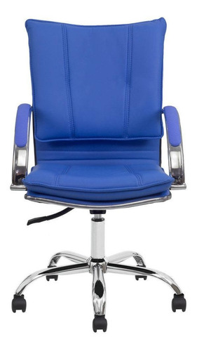 Cadeira de escritório Show de Cadeiras Desenho italiano  azul com estofado de couro sintético