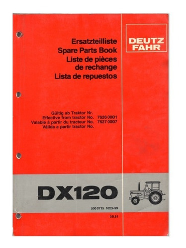 Manual Despiece Repuestos Tractor Deutz Fahr Dx 120