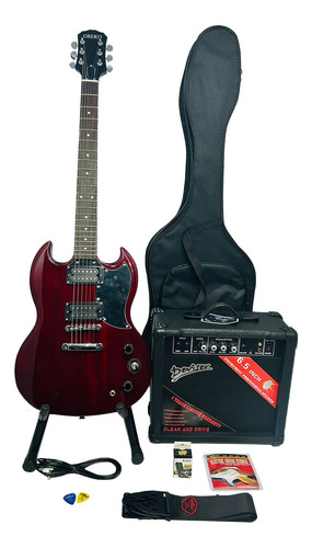 Kit Guitarra Eléctrica Greko Kg005cr Amplificador + Estuche 