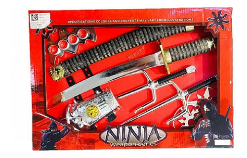 Kit Ninja Set Espada Katana Sai Suriken Juego De Rol Juguete