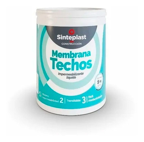 Pintura Membrana Techos Sinteplast Construcción Blanca 5 Kg 