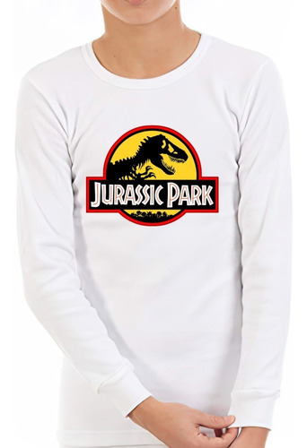 Polera Manga Larga Niño Jurassic Park 100% Algodón 