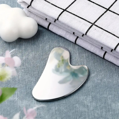 Gua Sha Masajeador Facial, Acero Higiénico, Glow Insta Plata
