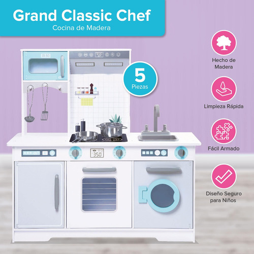 Cocina De Madera Para Niños Con Accesorios Color Blanco