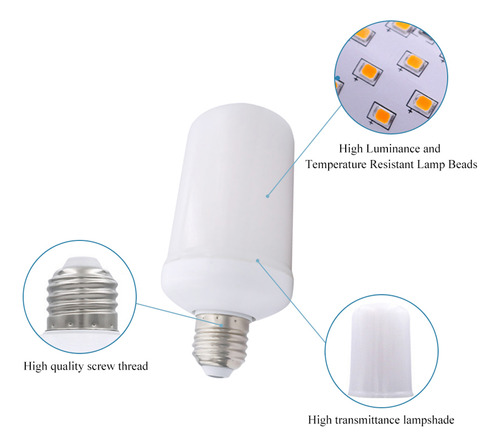 Bombilla Led Flame, Base De Lámpara Led Estándar E27, Efecto