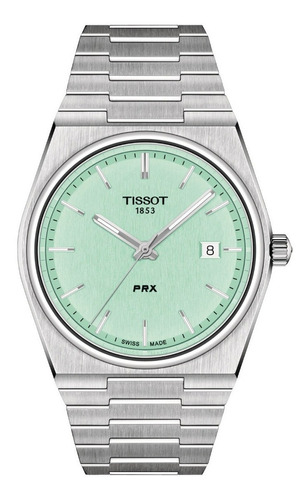 Relógio de pulso Tissot T137.410.11.051.00 com corria de aço inoxidável cor cinza - fondo verde