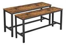 Comprar Vasagle Bancos De Mesa, Juego De 2, Bancos Interiores Estilo Color Marrón Rústico Negro