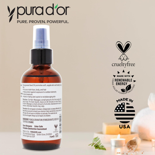 Aceite De Granada Pura D'or 120 Ml 100% Puro Usda Organic