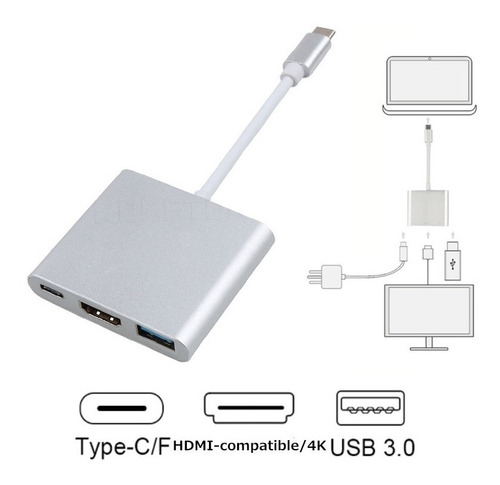 Adaptador Usb-c X Hdmi 4k Pd Usb 3.0 Compativel Android