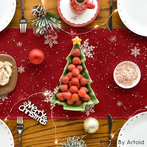 Artoid Mode Red Snowman Let It Snow Winter Table Runner, De