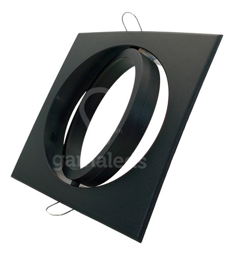 Spot Pvc Embutir P/ Ar111 Cuadrado 160x160mm A/ Led Gu10 Color Negro