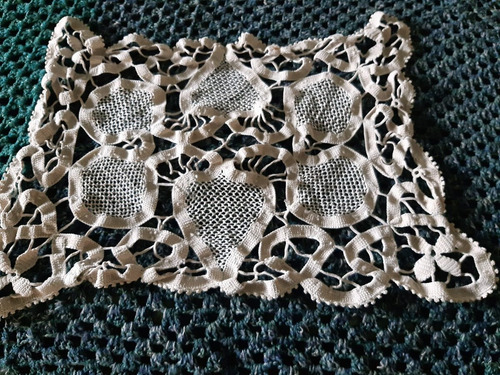 Carpeta Rectangular Antigua De Hilo Tejida En Crochet